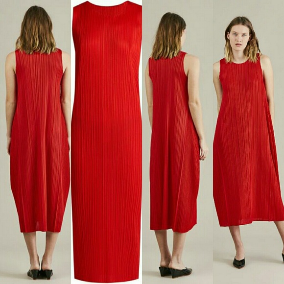 issey miyake red dress